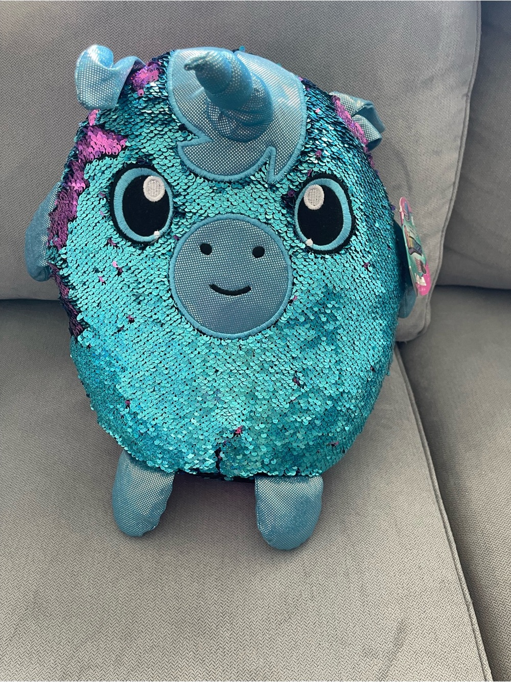 BNWT Shimmeez Blue & Pink Flip Sequined Unicorn 14 inches